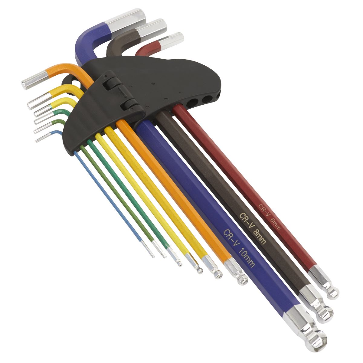 Sealey AK7191 Ball-End Hex Key Set 9pc Colour-Coded Extra-Long Metric Sealey