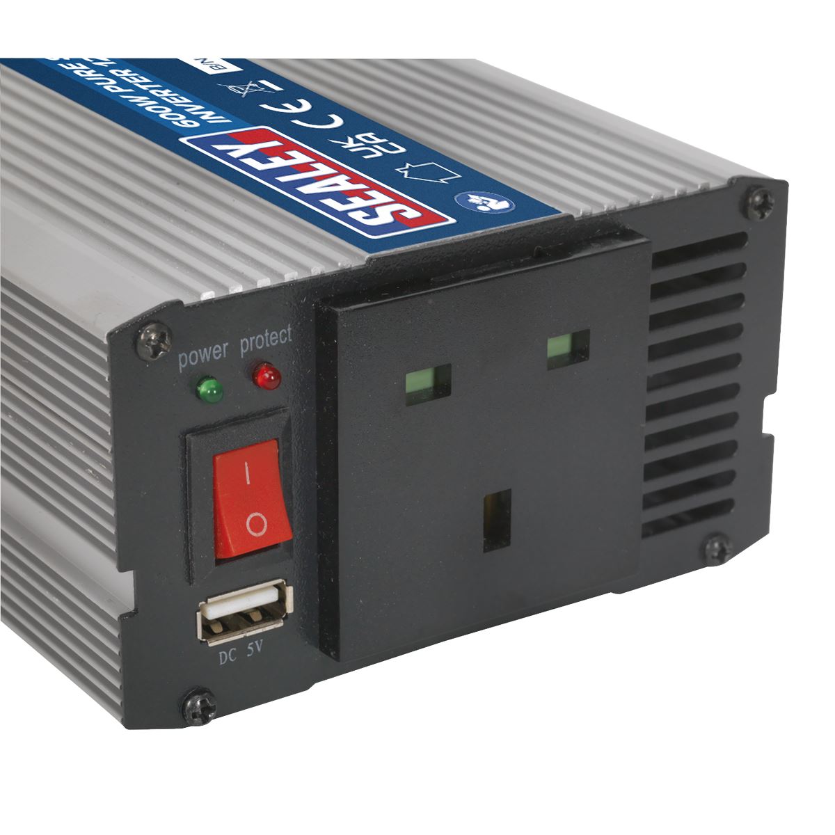 Sealey PSI600 Power Inverter Pure Sine Wave 600W 12V DC - 230V ~ 50Hz Sealey