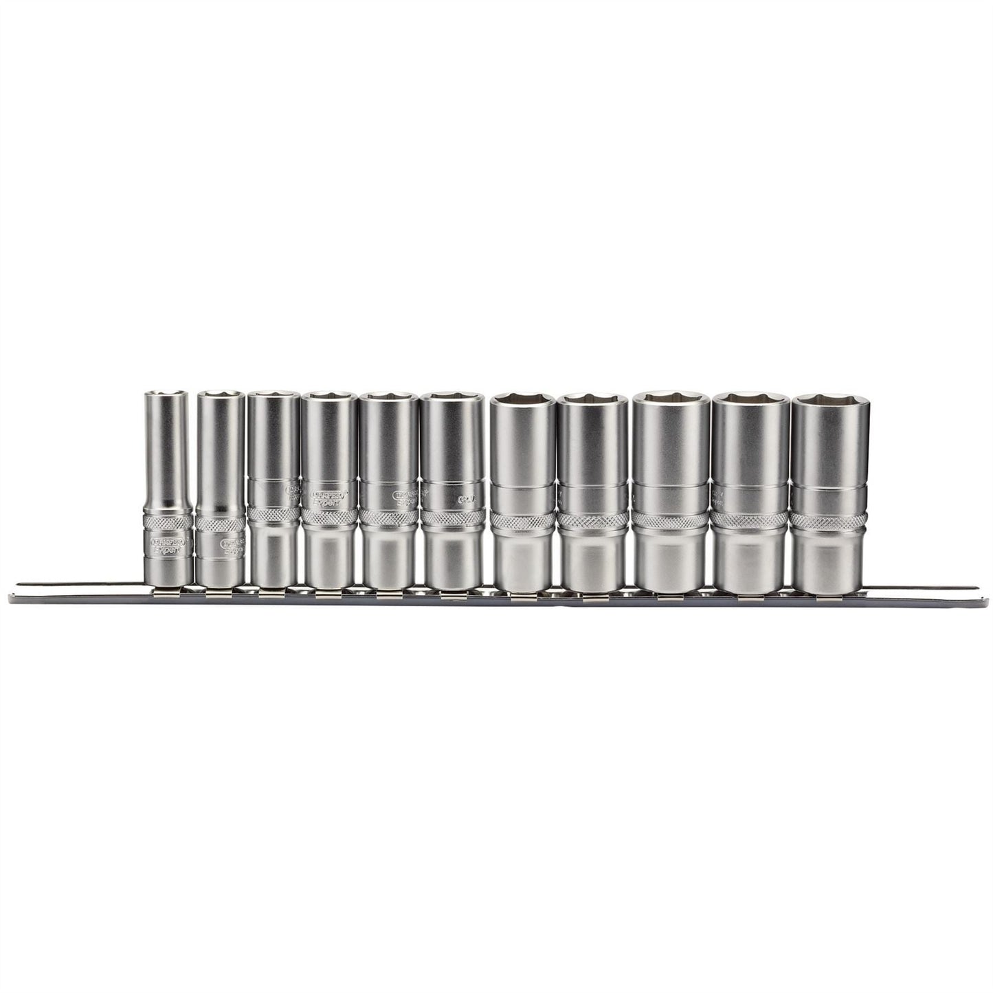 Draper 16495 Imperial Deep Socket Set on a Metal Rail 3/8" Sq. Dr. 11 Piece Draper