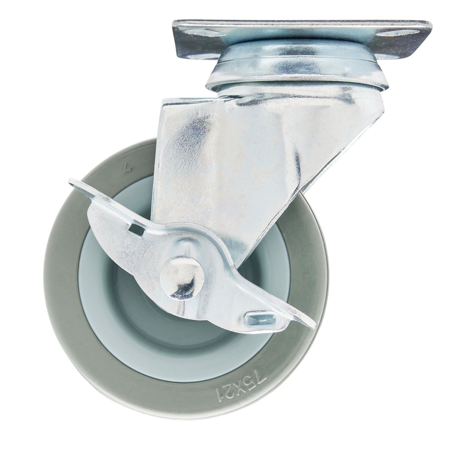 Draper 65474 Swivel Plate Fixing Rubber Castor with Brake 75mm Diameter S.W.L. 70kg Draper