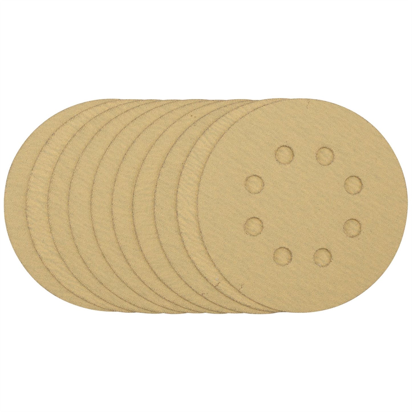 Draper 58111 Gold Sanding Discs with Hook & Loop 125mm 120 Grit 8 Dust Extraction Holes Pack of 10 Draper