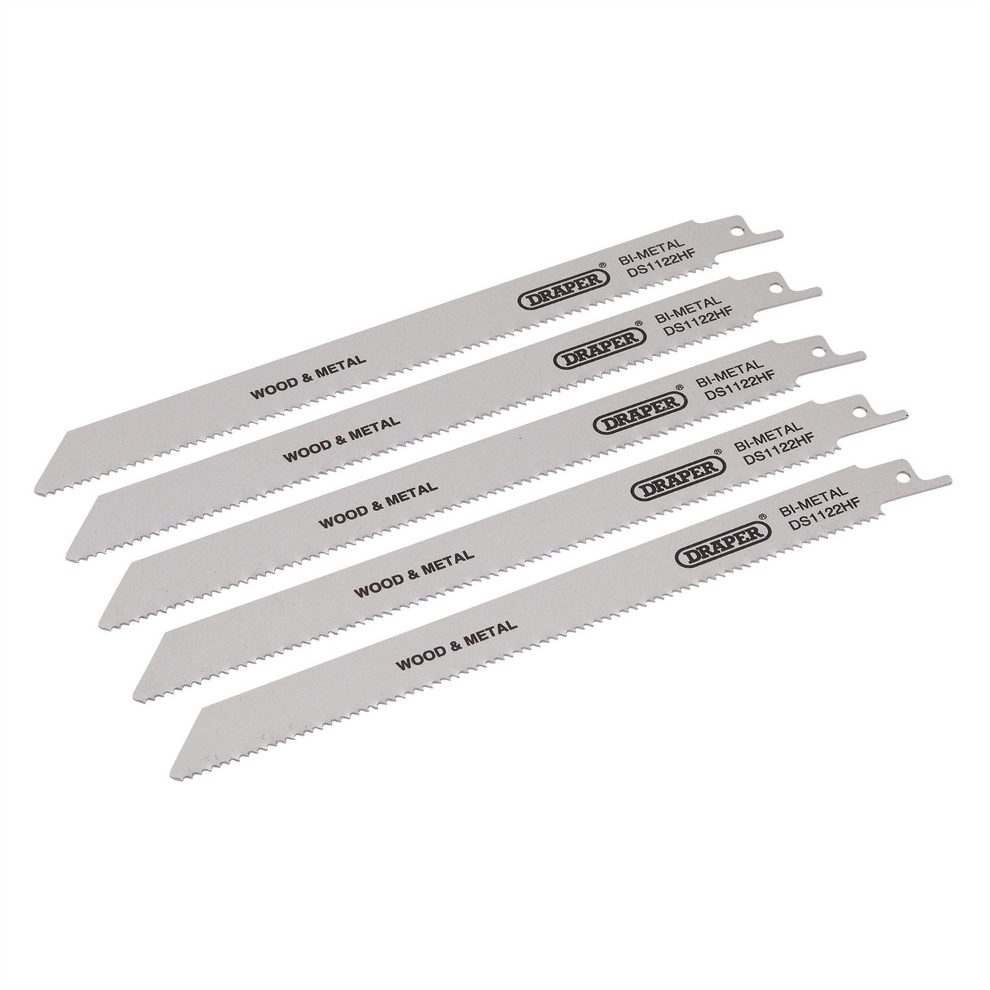 Draper 38754 Bi-metal Reciprocating Saw Blades for Multi-Purpose Cutting 225mm 10tpi Pack of 5 Draper