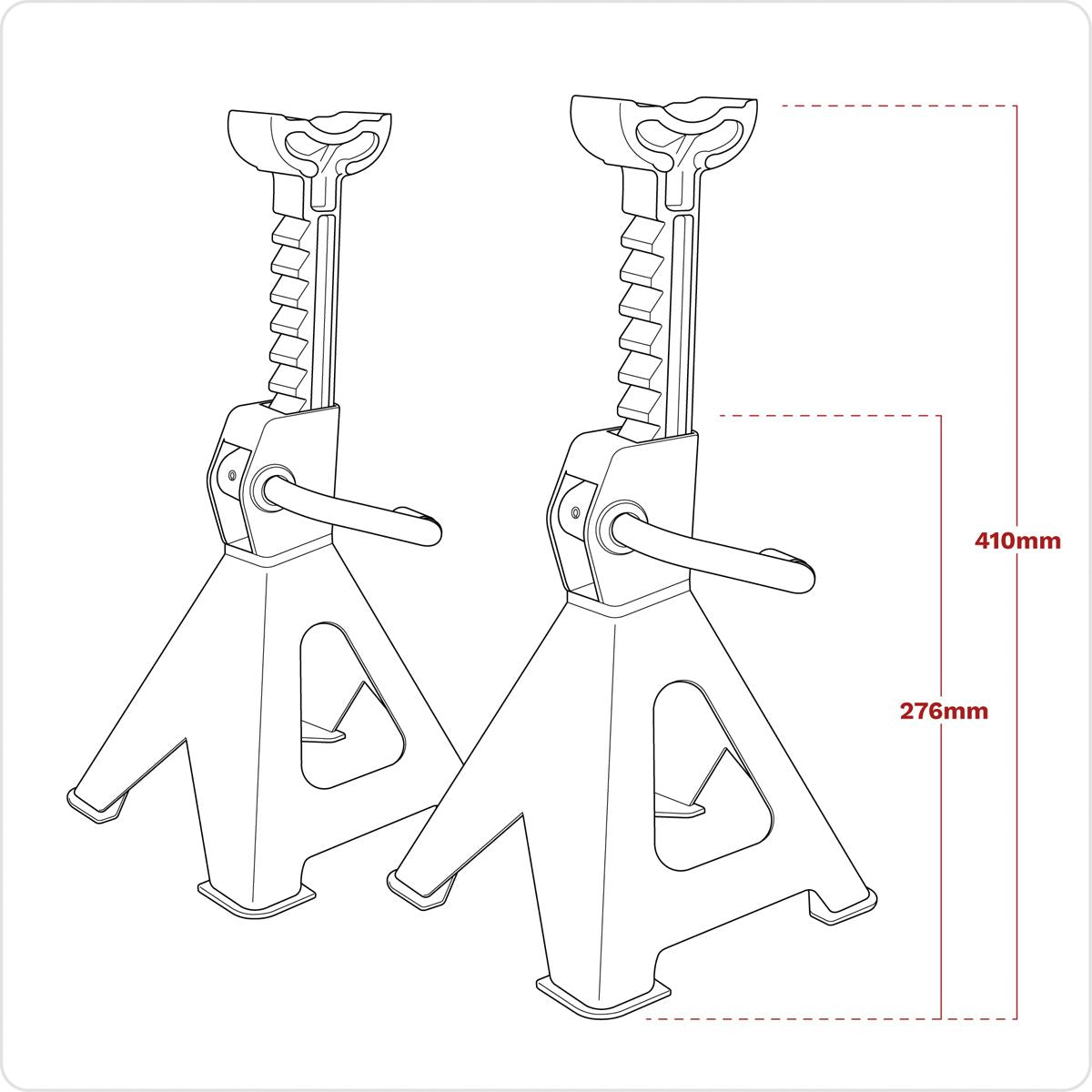 Sealey VS2002HV Ratchet Type Axle Stands (Pair) 2 Tonne Capacity per Stand - Hi-Vis Green Sealey