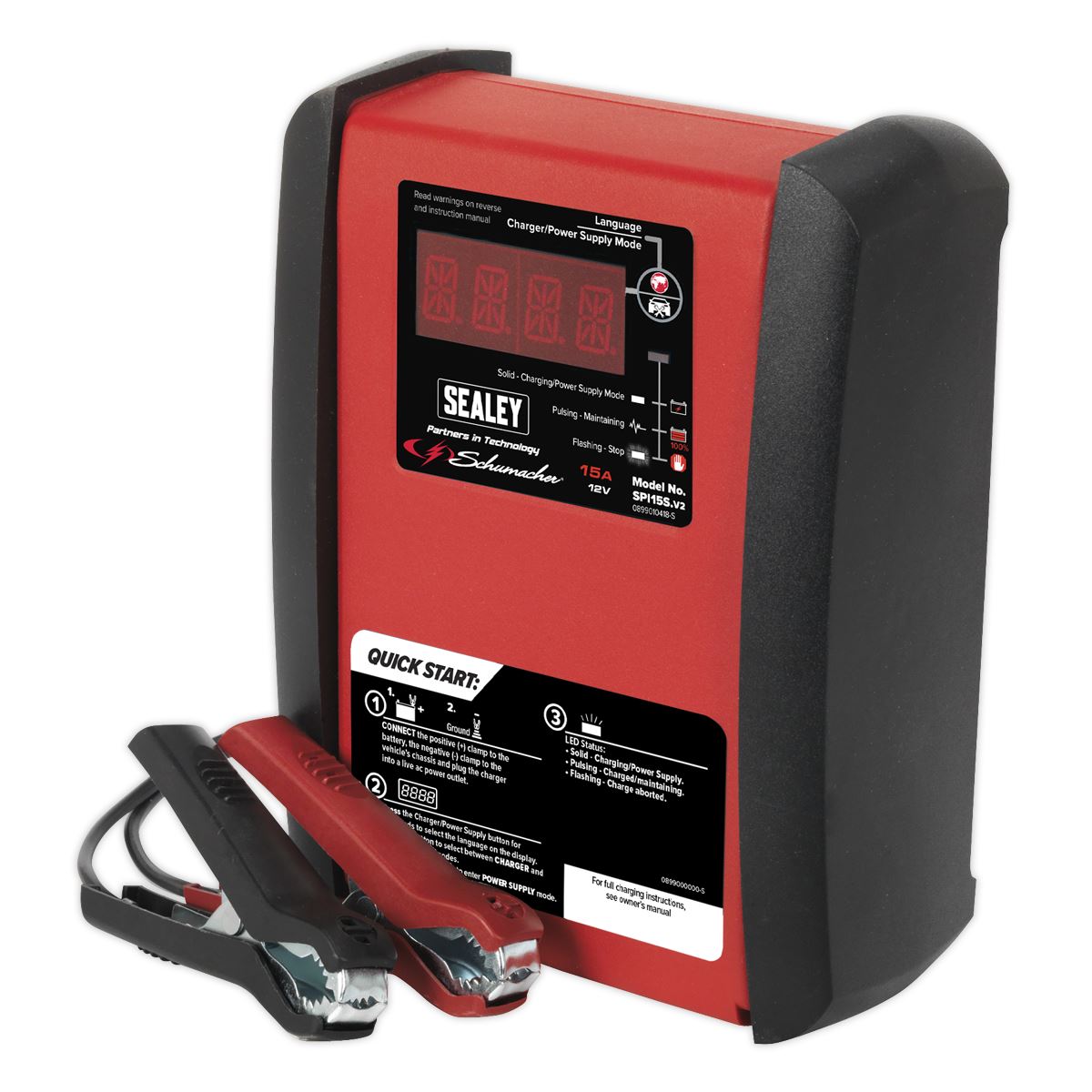 Sealey SPI15S Intelligent Speed Charge Battery Charger/Maintainer 15A 12V Sealey