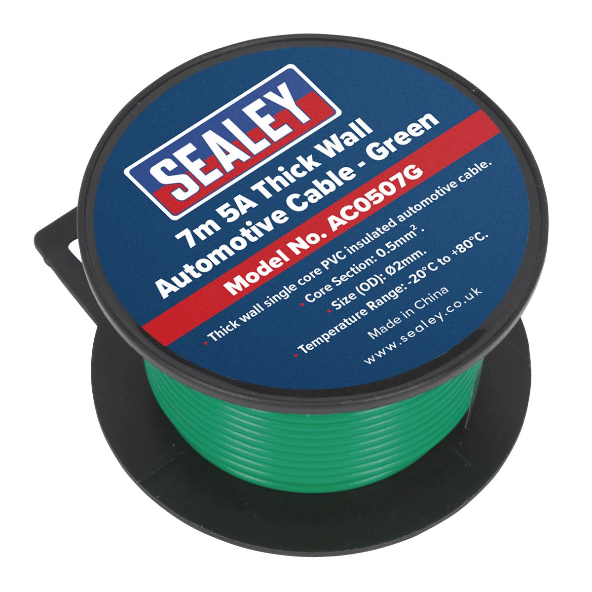 Sealey AC0507G Automotive Cable Thick Wall 5A 7m Green Sealey