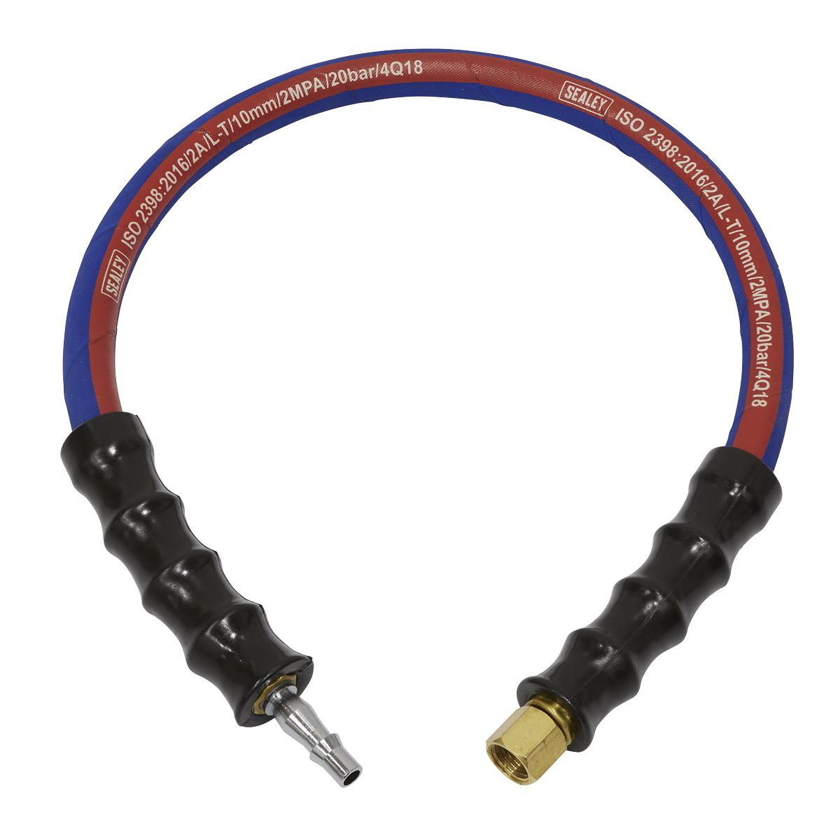 Sealey AH2R/38 Air Leader Hose 600mm x Ø10mm with Tailpiece & 1/4"BSP Union Sealey