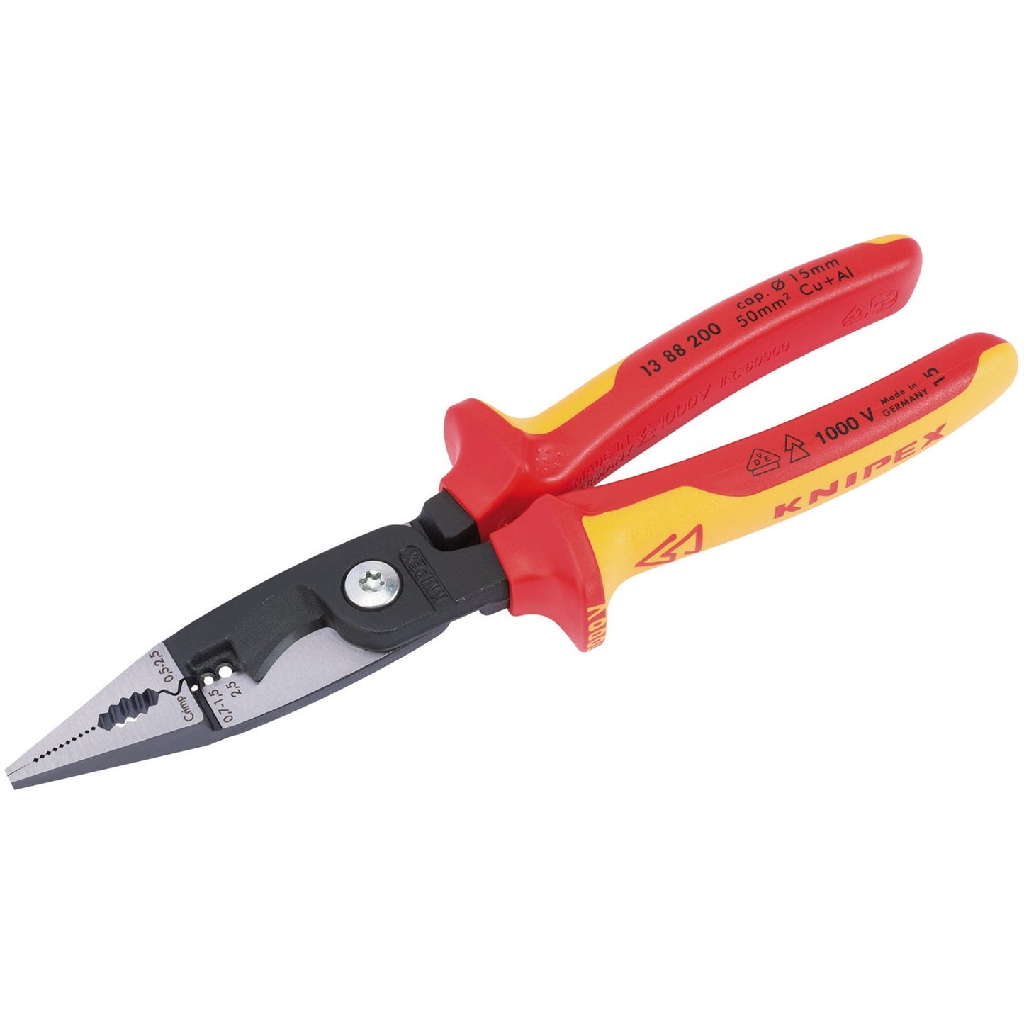 Knipex 80803 13 88 200UKSBE Fully Insulated Electricians Universal Installation Pliers 200mm Knipex