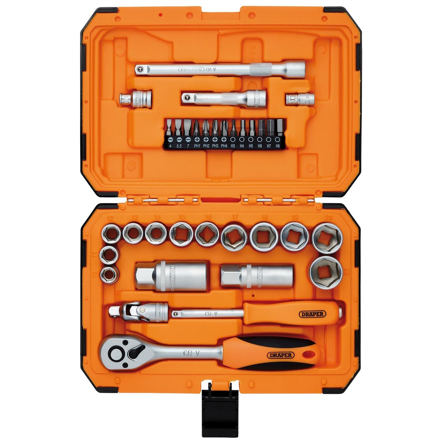 Draper 22110 HI-TORQ® 6 Point Socket Set 1/4" and 3/8" 34 Piece Draper