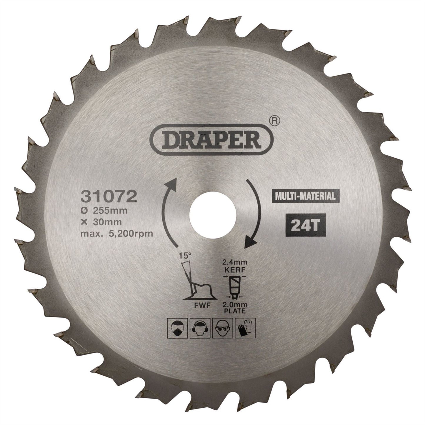 Draper 31072 TCT Multi-Purpose Circular Saw Blade 255 x 30mm 24T Draper