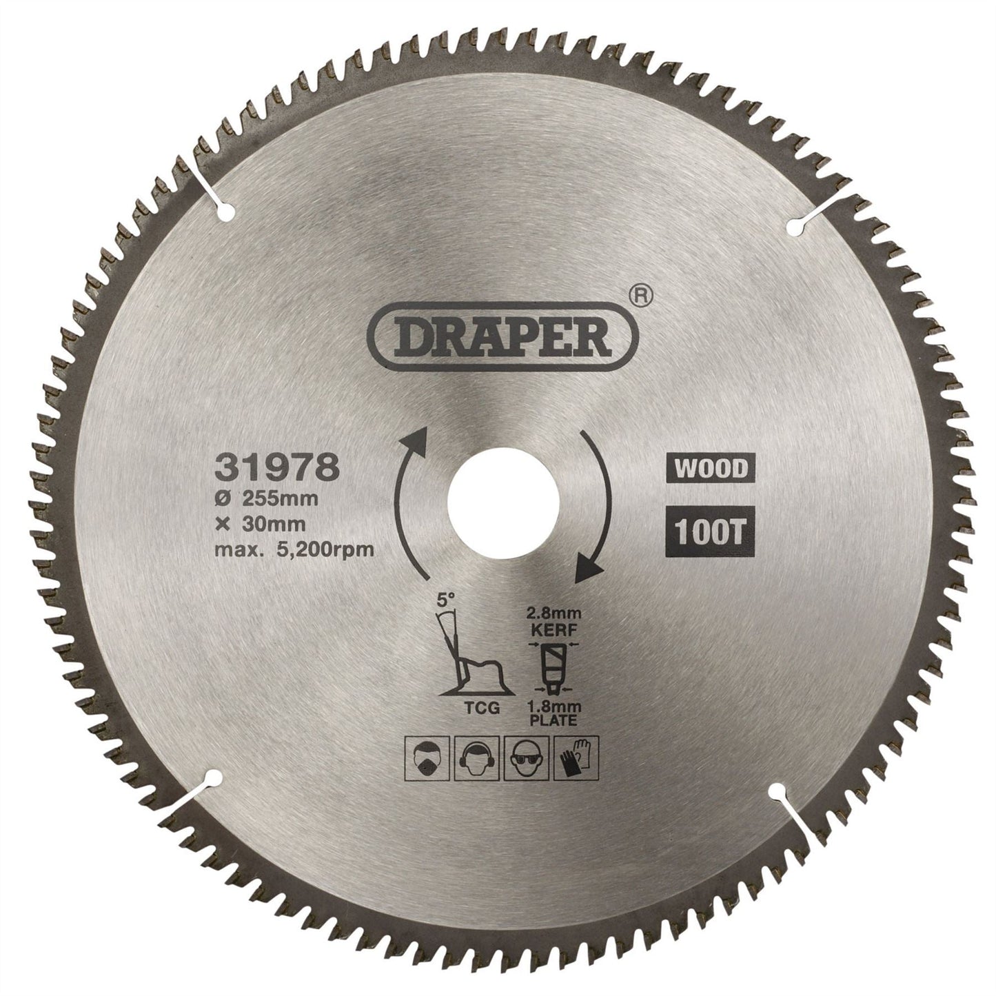 Draper 31978 TCT Triple Chip Grind Circular Saw Blade 255 x 30mm 100T Draper