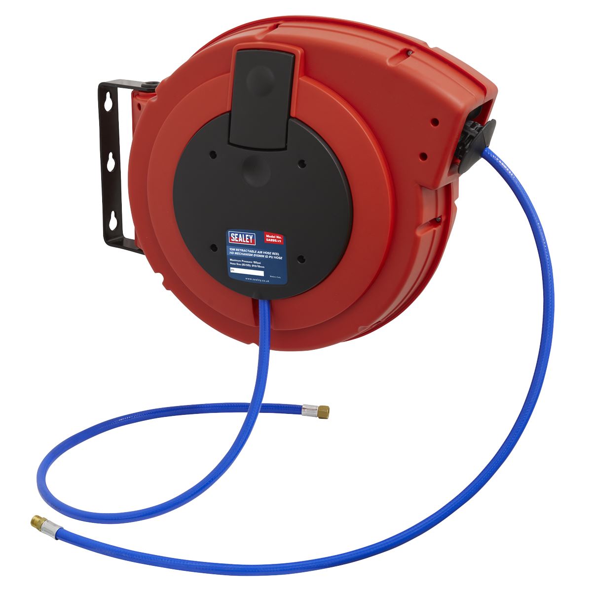 Sealey SA895 Retractable Air Hose Reel HD Mechanism 10m Ø10mm ID PU Hose Sealey