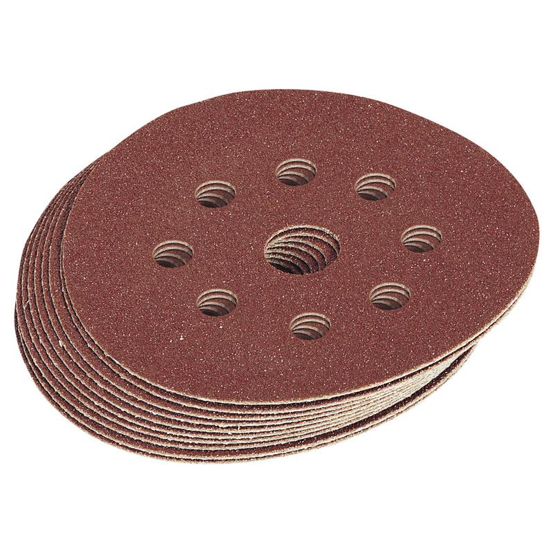 Draper 63372 Assorted Grit Hook and Loop Sanding Discs 125mm Pack of 10 Draper