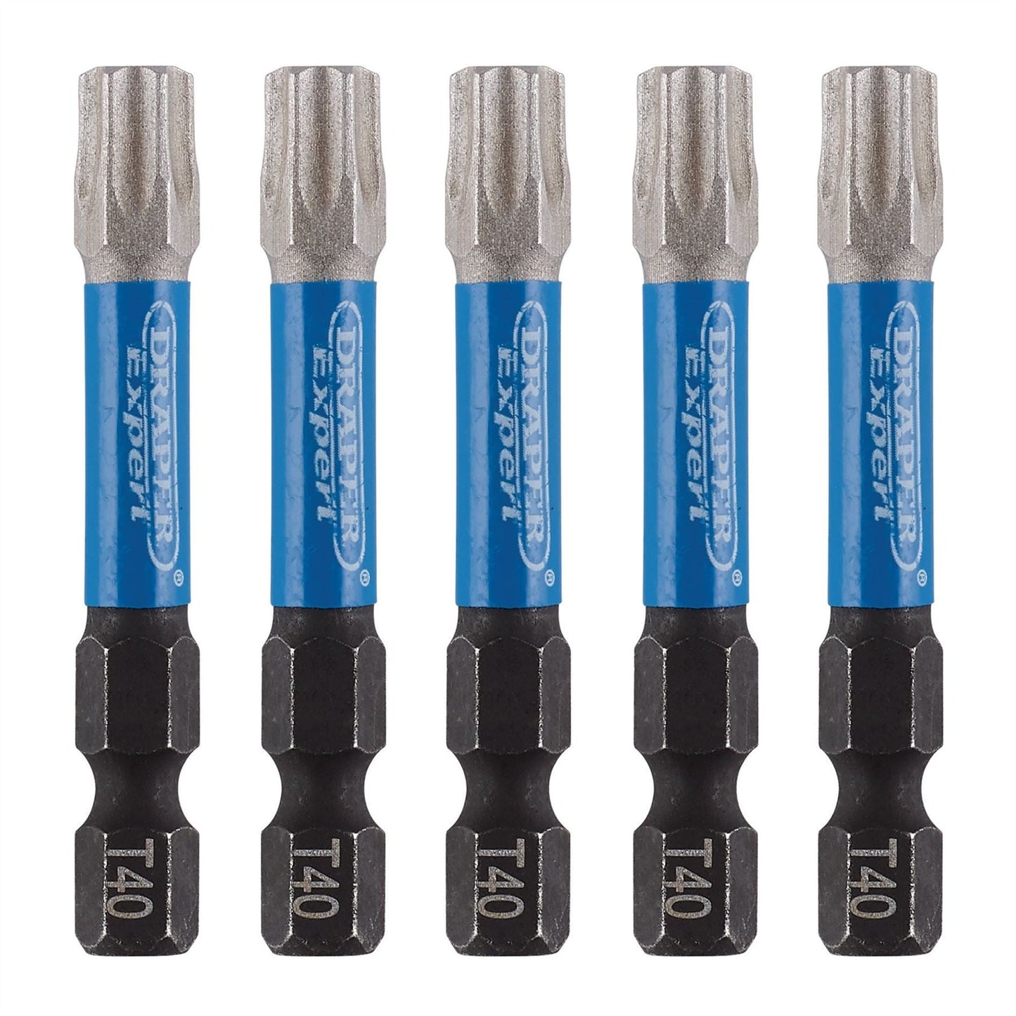 Draper 05672 Expert TX-STAR® Impact Screwdriver Bits T40 x 50mm 1/4" Hex Pack of 5 Draper