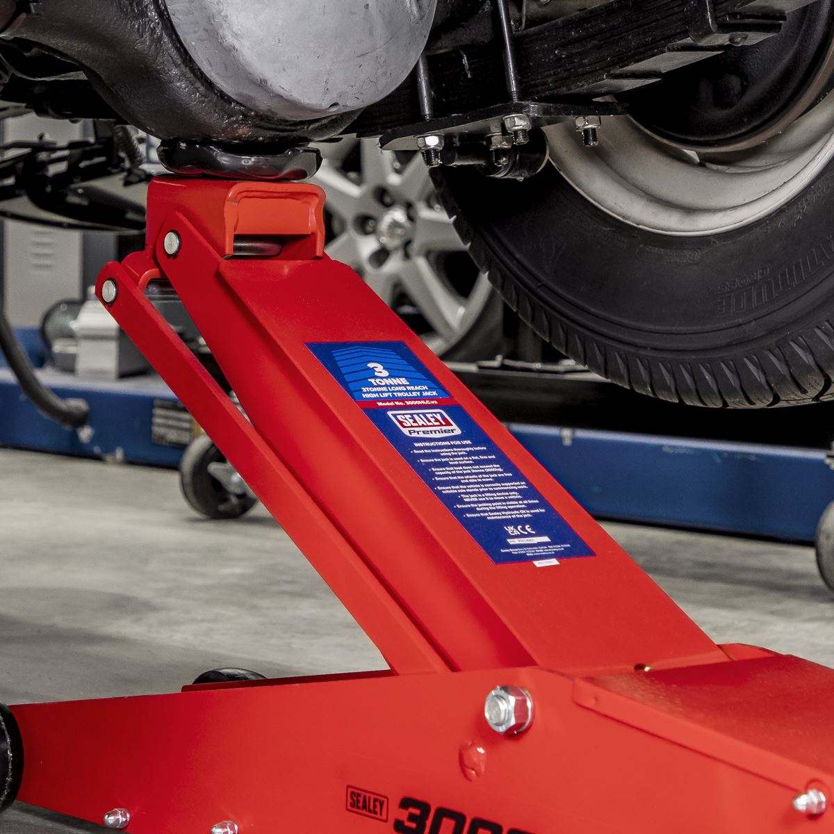 Sealey 3000HLC Premier Long Reach High Lift Trolley Jack 3 Tonne Sealey