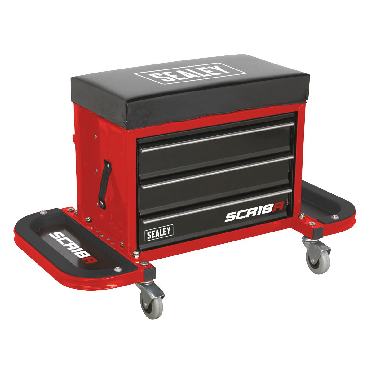 Sealey SCR18R Mechanic's Utility Seat & Toolbox - Red Sealey