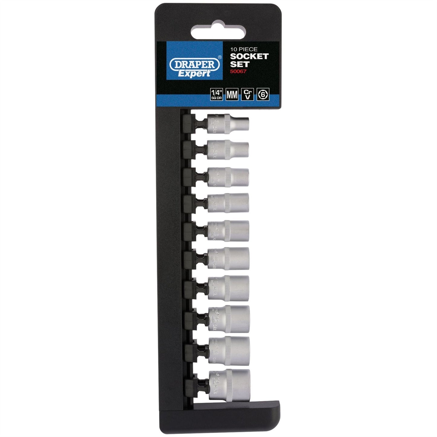 Draper 50067 Metric Socket Set 1/4" Sq. Dr. 10 Piece Draper