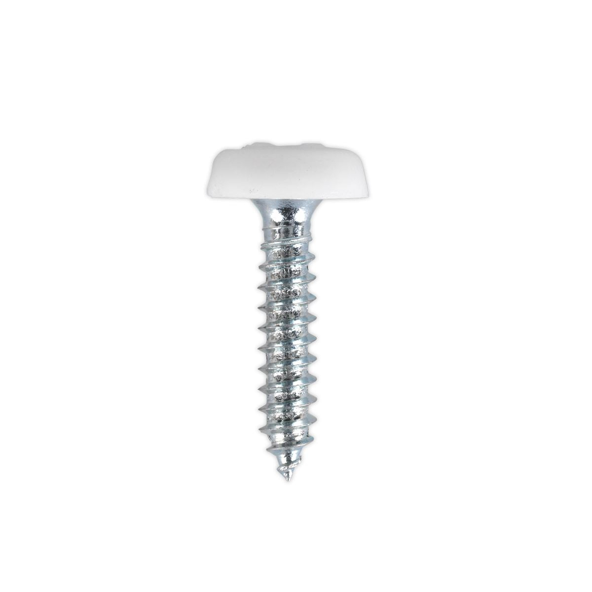 Sealey PTNP5 Numberplate Screw Plastic Enclosed Head 4.8 x 24mm White Pack of 50 Sealey
