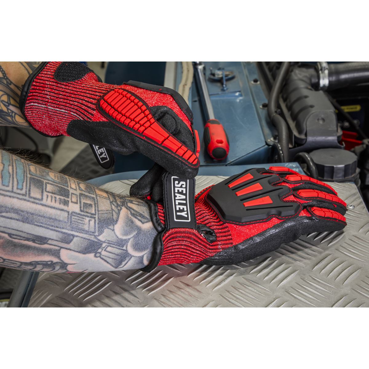 Sealey SSP38L Cut & Impact Resistant Gloves - Large - Pair Sealey