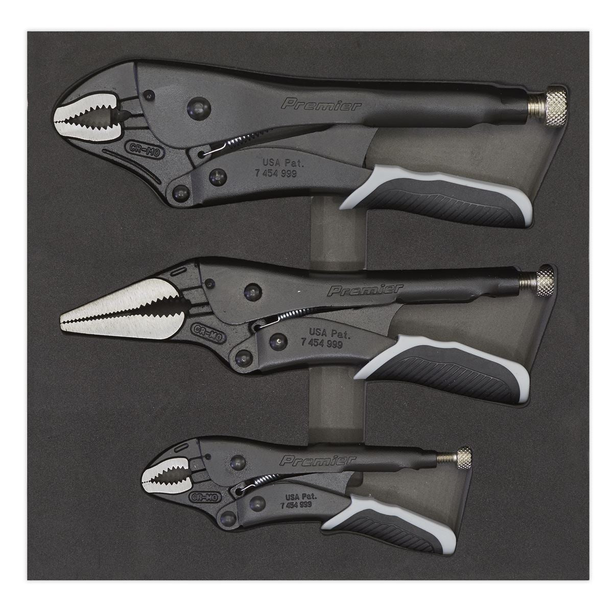 Sealey AK6863B Locking Pliers Set 3pc Quick Release - Premier Black Sealey