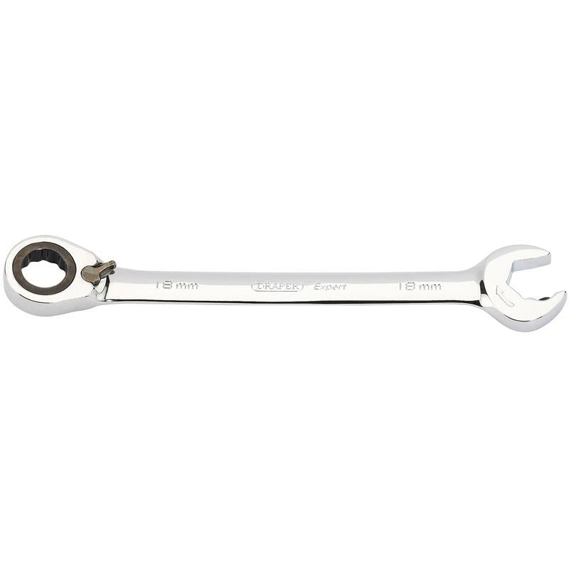 Draper 06850 Expert 18mm Expert Hi-Torq® Metric Reversible Ratcheting Open End/Combination Spanner Draper