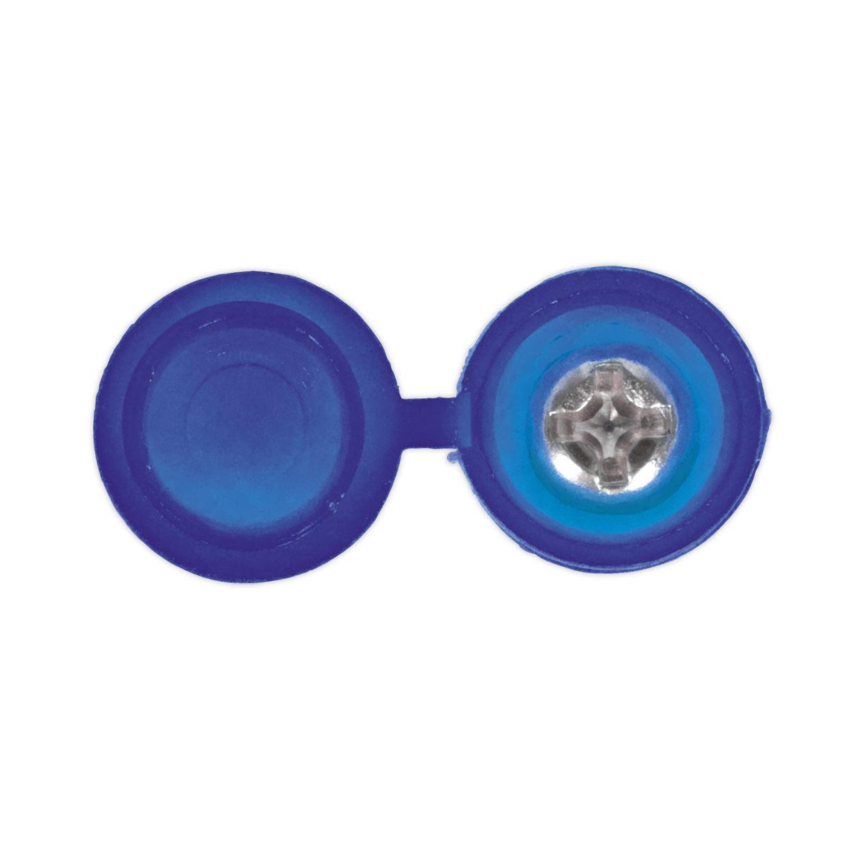 Sealey NPBU50 Number Plate Screw & Flip Cap 4.2 x 19mm Blue Pack of 50 Sealey