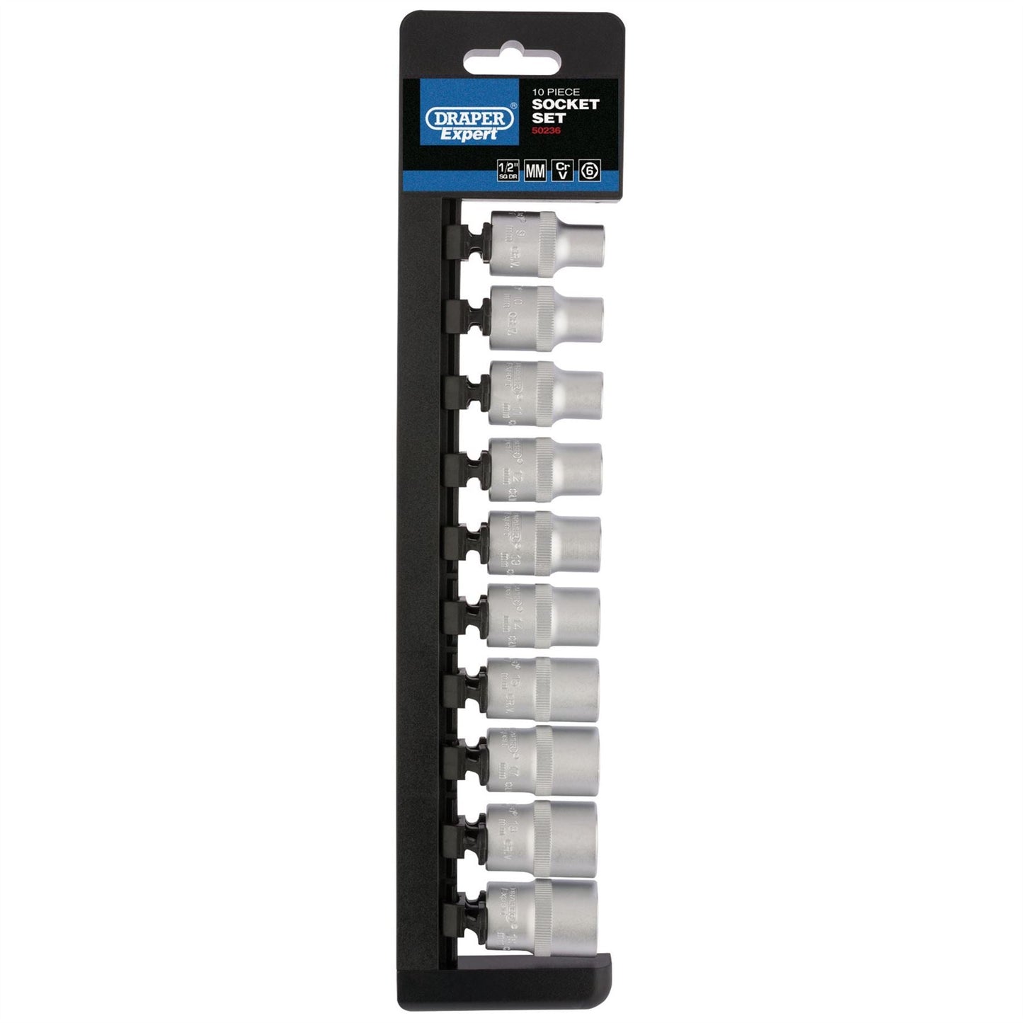 Draper 50236 Metric Socket Set 1/2" Sq. Dr. 10 Piece Draper