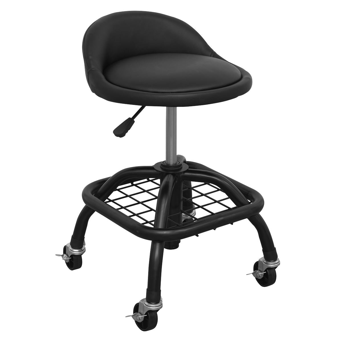 Sealey SCR02B Premier Industrial Pneumatic Creeper Stool with Adjustable Height Swivel Seat & Back Rest Sealey