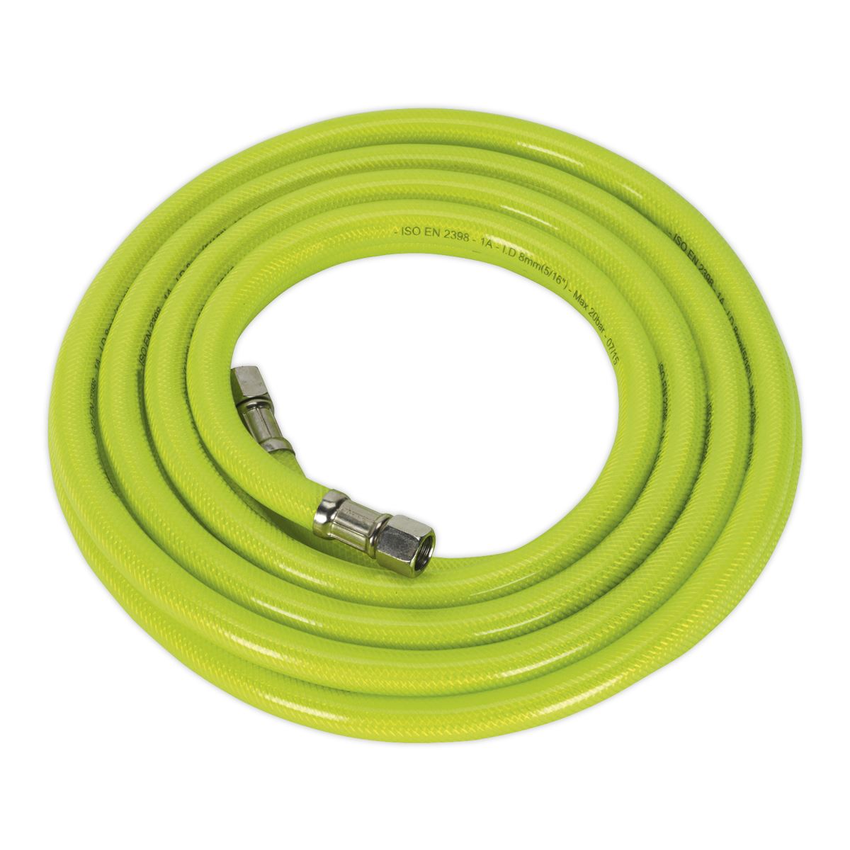 Sealey AHFC5 Air Hose High-Visibility 5m x Ø8mm with 1/4"BSP Unions Sealey
