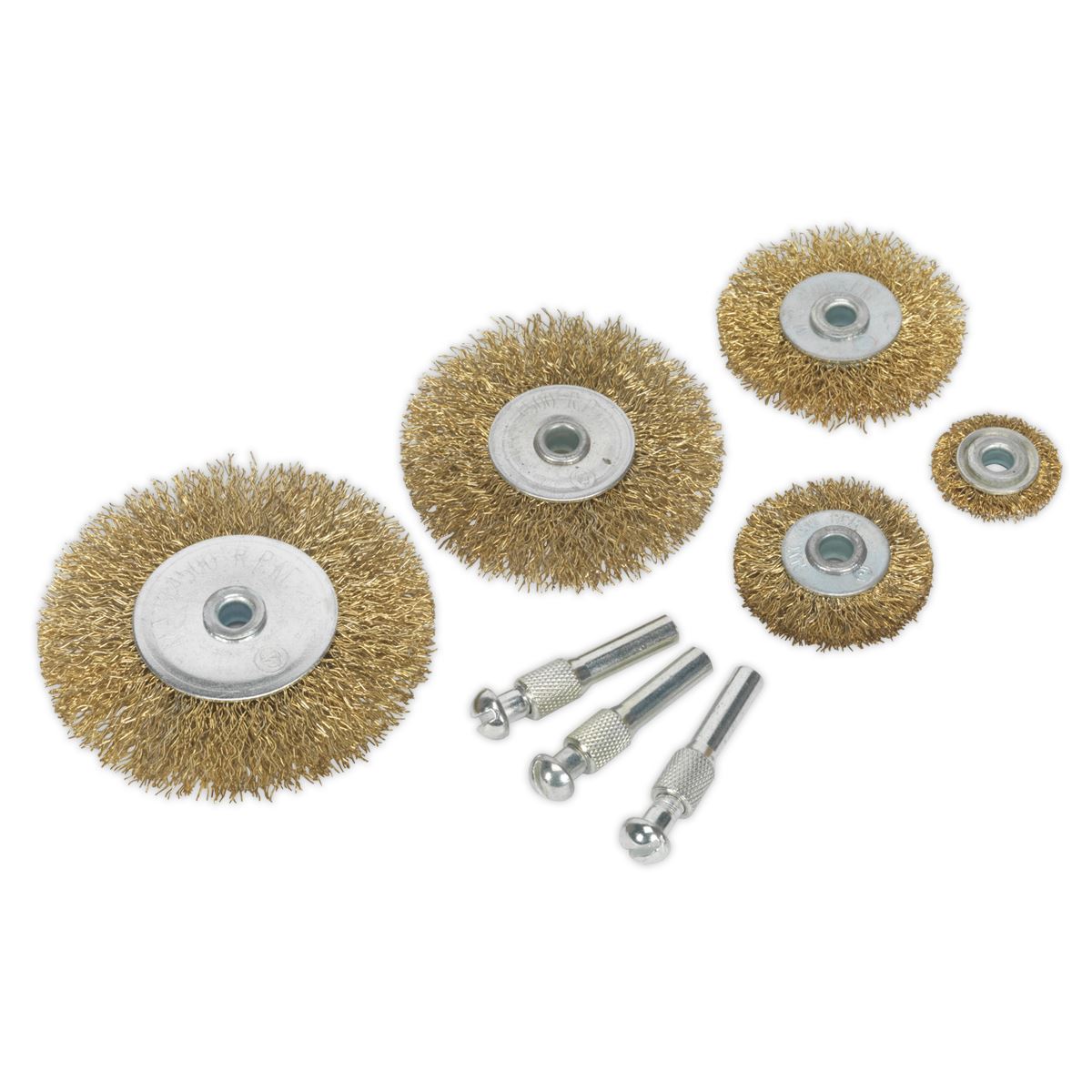 Sealey BWBS08 Crimped Wire Brush Set 8pc Brassed Sealey
