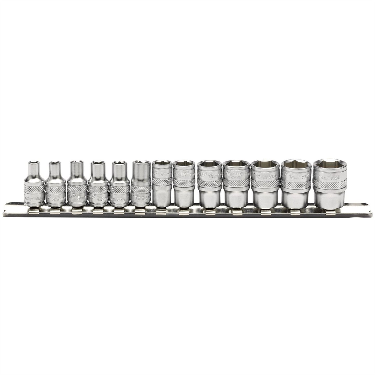 Draper 16487 Expert Metric Socket Set on a Metal Rail 1/4" Sq. Dr. 13 Piece Draper