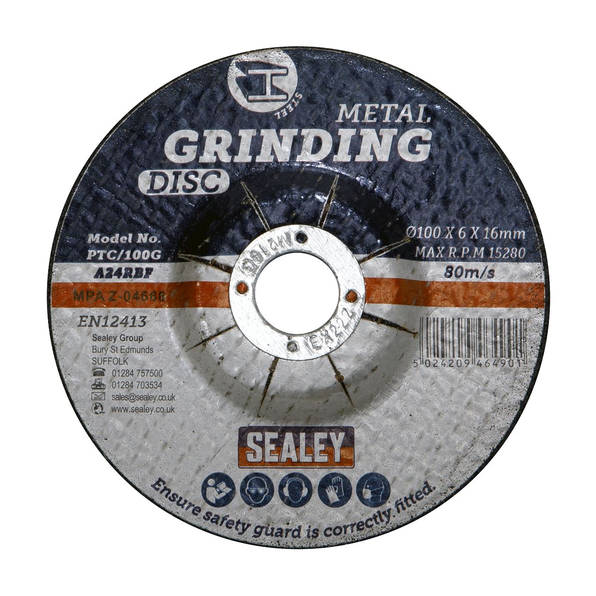 Sealey PTC/100G Grinding Disc Ø100 x 6mm Ø16mm Bore Sealey