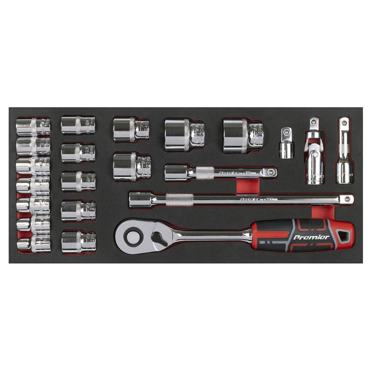 Sealey TBT42 Socket Set with Tool Tray 1/2"Sq Drive 22pc Sealey
