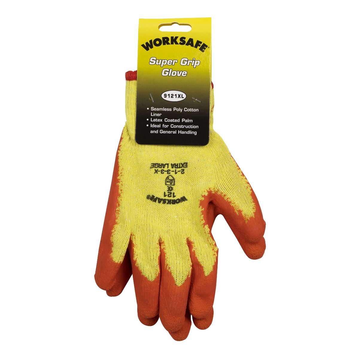 Sealey 9121XL Super Grip Knitted Gloves Latex Palm (X-Large) - Pair Sealey