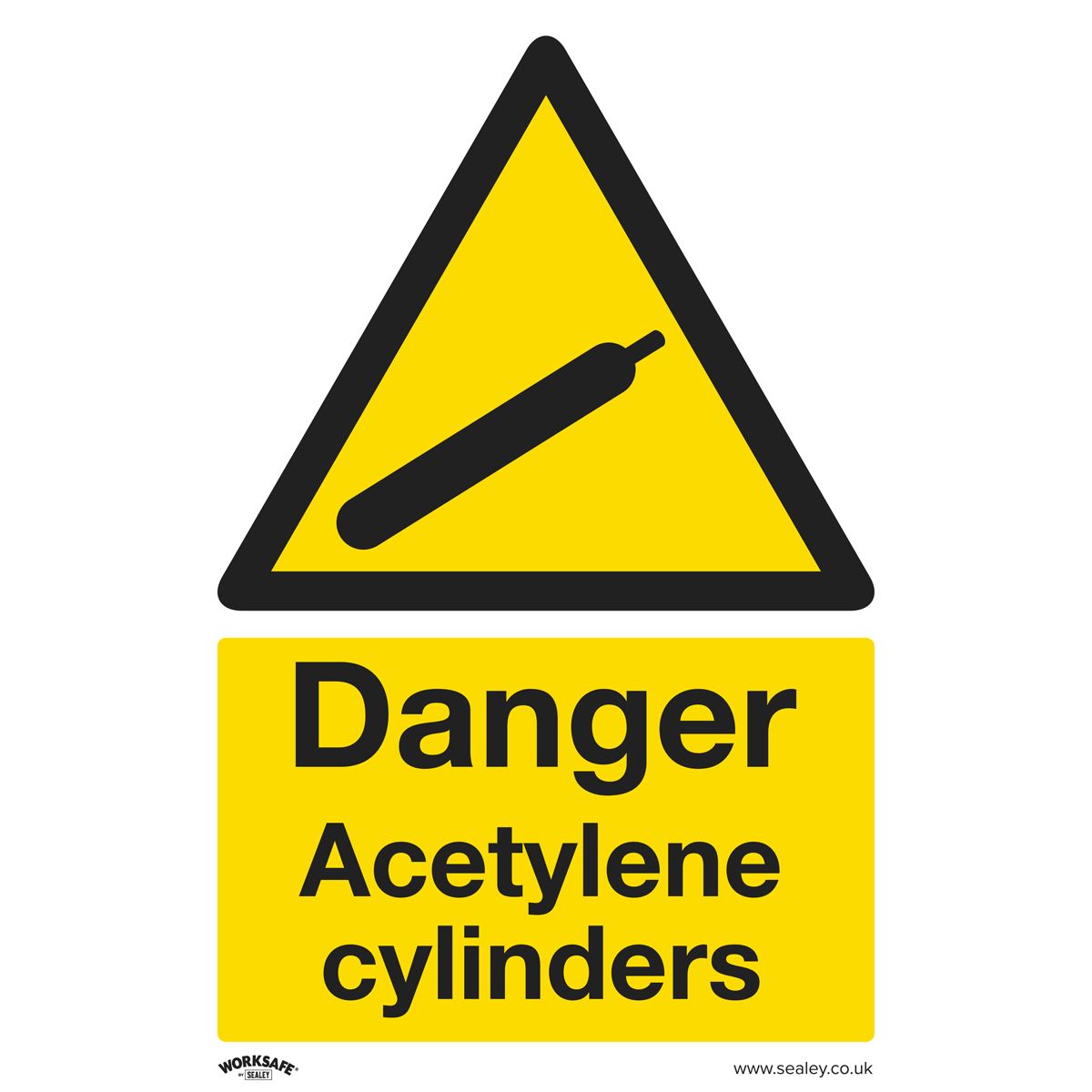 Sealey SS63V10 Warning Safety Sign - Danger Acetylene Cylinders - Self-Adhesive Vinyl - Pack of 10 Sealey