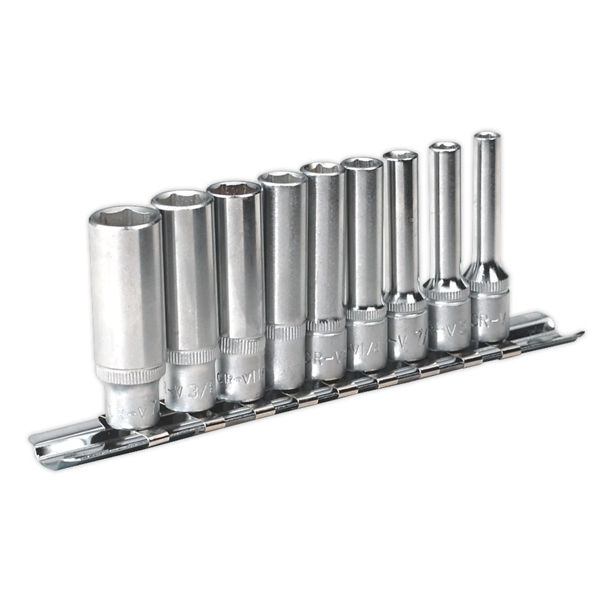 Sealey AK2718 Socket Set 9pc 1/4"Sq Drive 6pt Deep WallDrive® Imperial Sealey