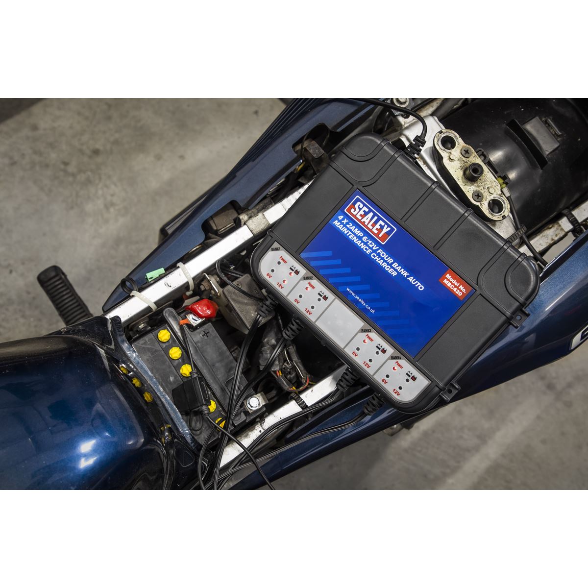 Sealey MBC420 Four Bank 6/12V 8A (4 x 2A) Auto Maintenance Charger Sealey