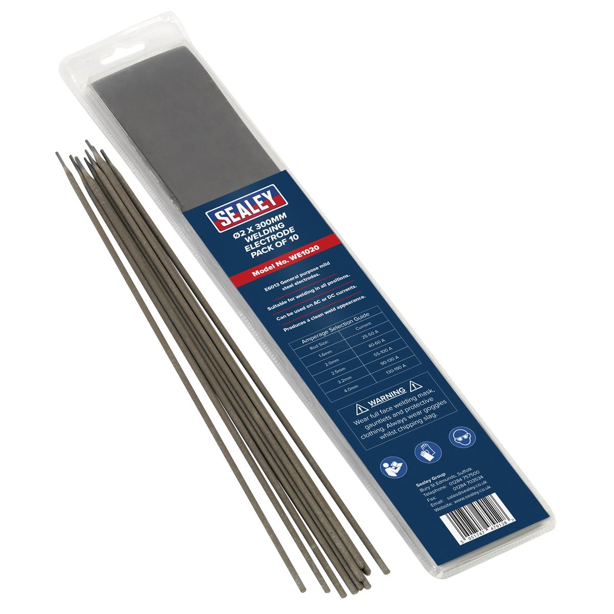 Sealey WE1020 Welding Electrode Ø2 x 300mm Pack of 10 Sealey