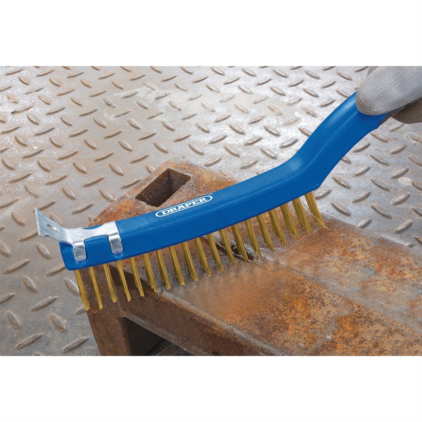 Draper 17181 Brass Wire Scratch Brush with Scraper 350mm Draper
