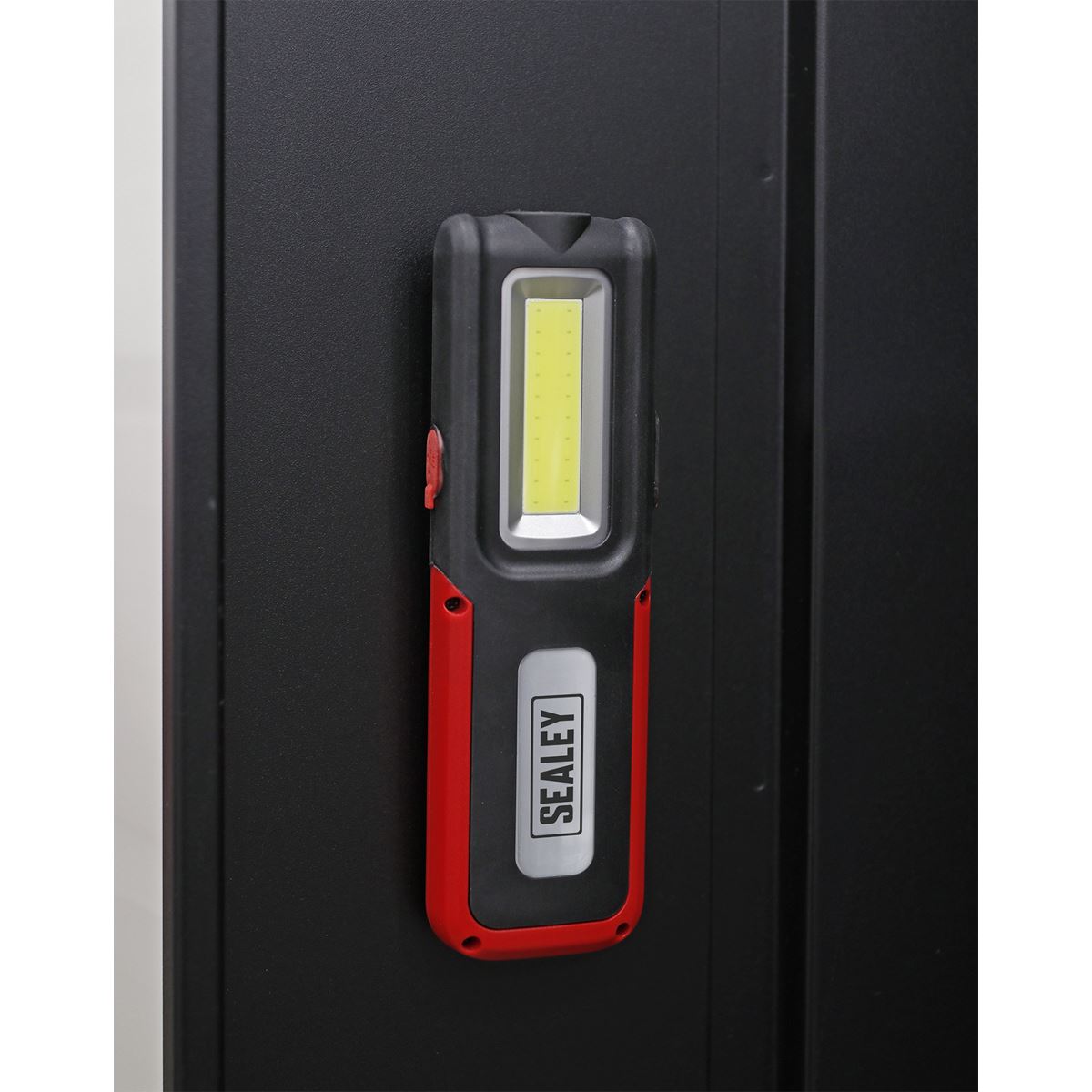 Sealey LED318R Rechargeable Inspection Light 5W COB & 3W SMD LED with Power Bank - Red Sealey