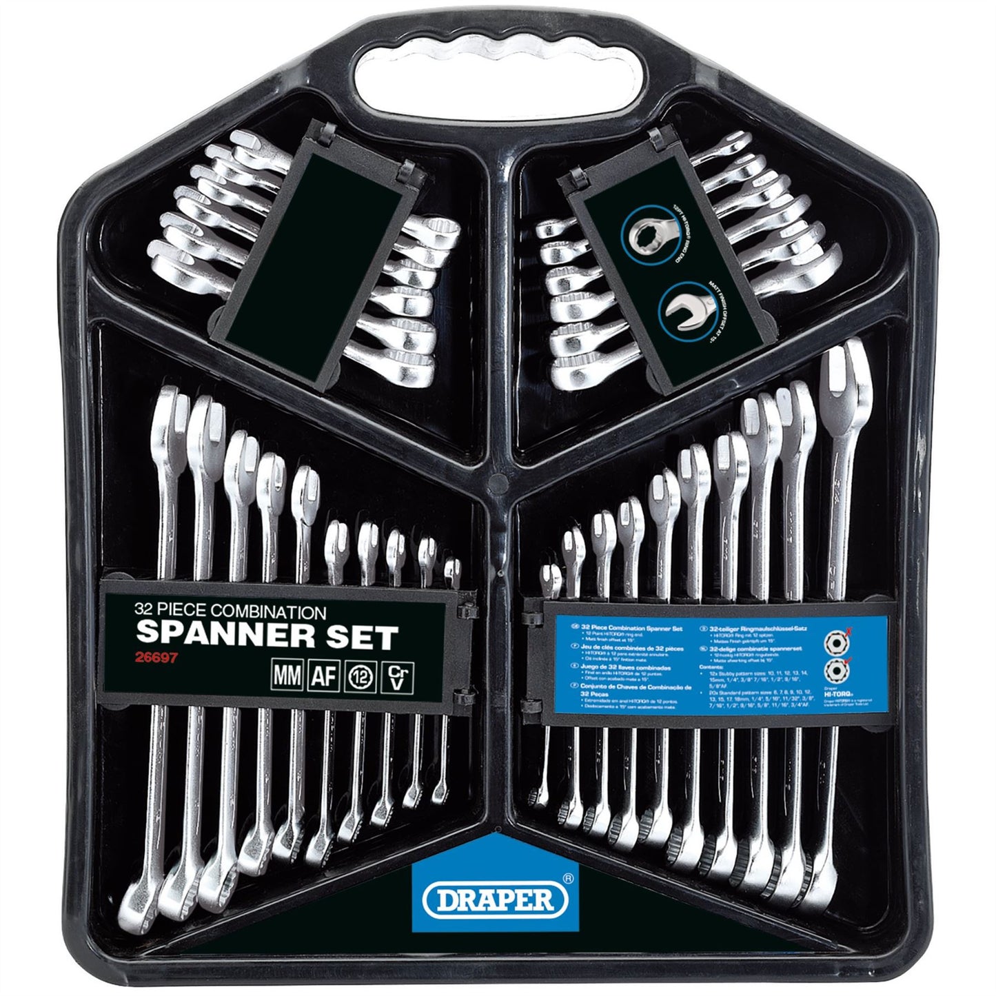 Draper 26697 HI-TORQ® Four Combination Spanner Sets 32 Piece Draper