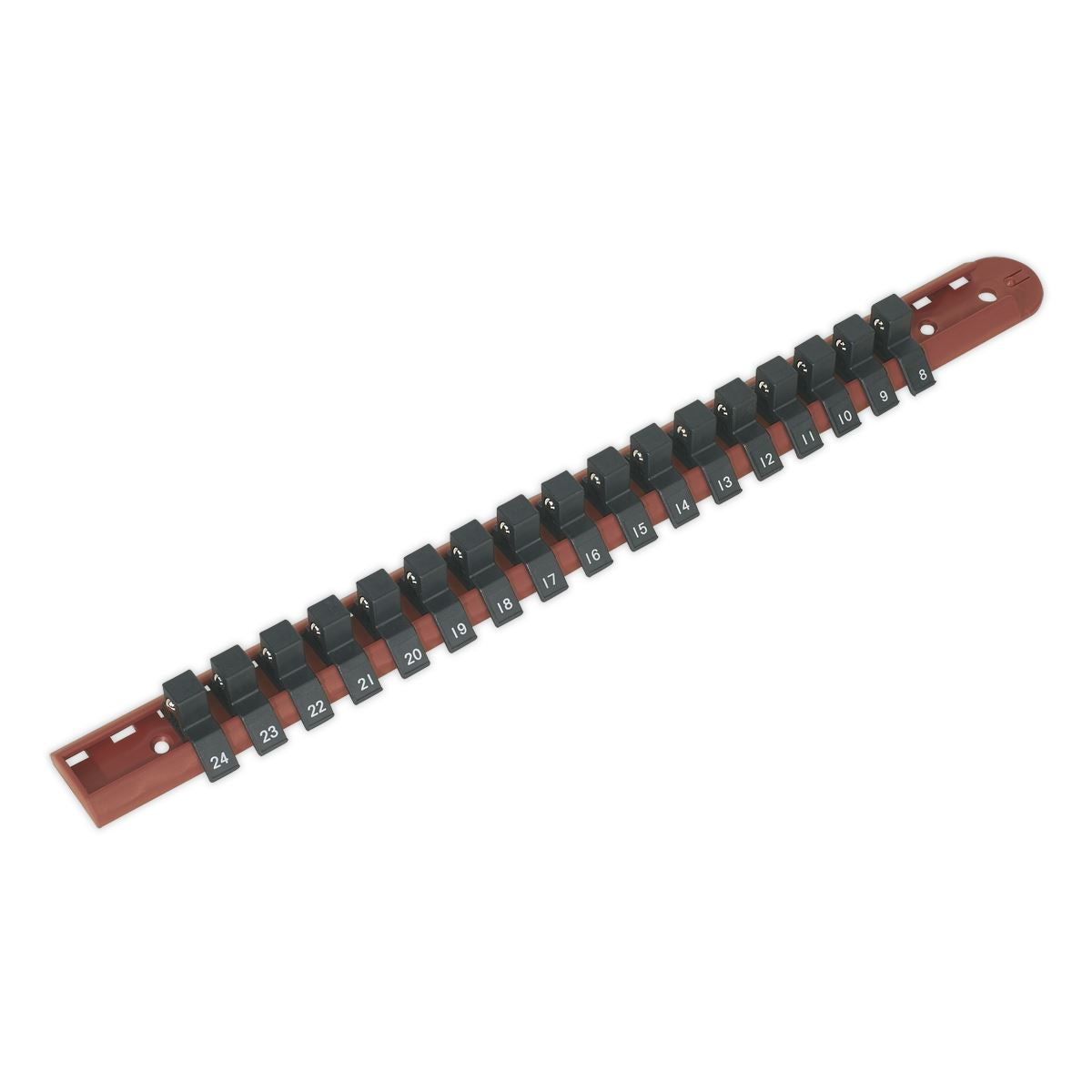 Sealey AK1217 Socket Retaining Rail with 17 Clips 1/2"Sq Drive Sealey
