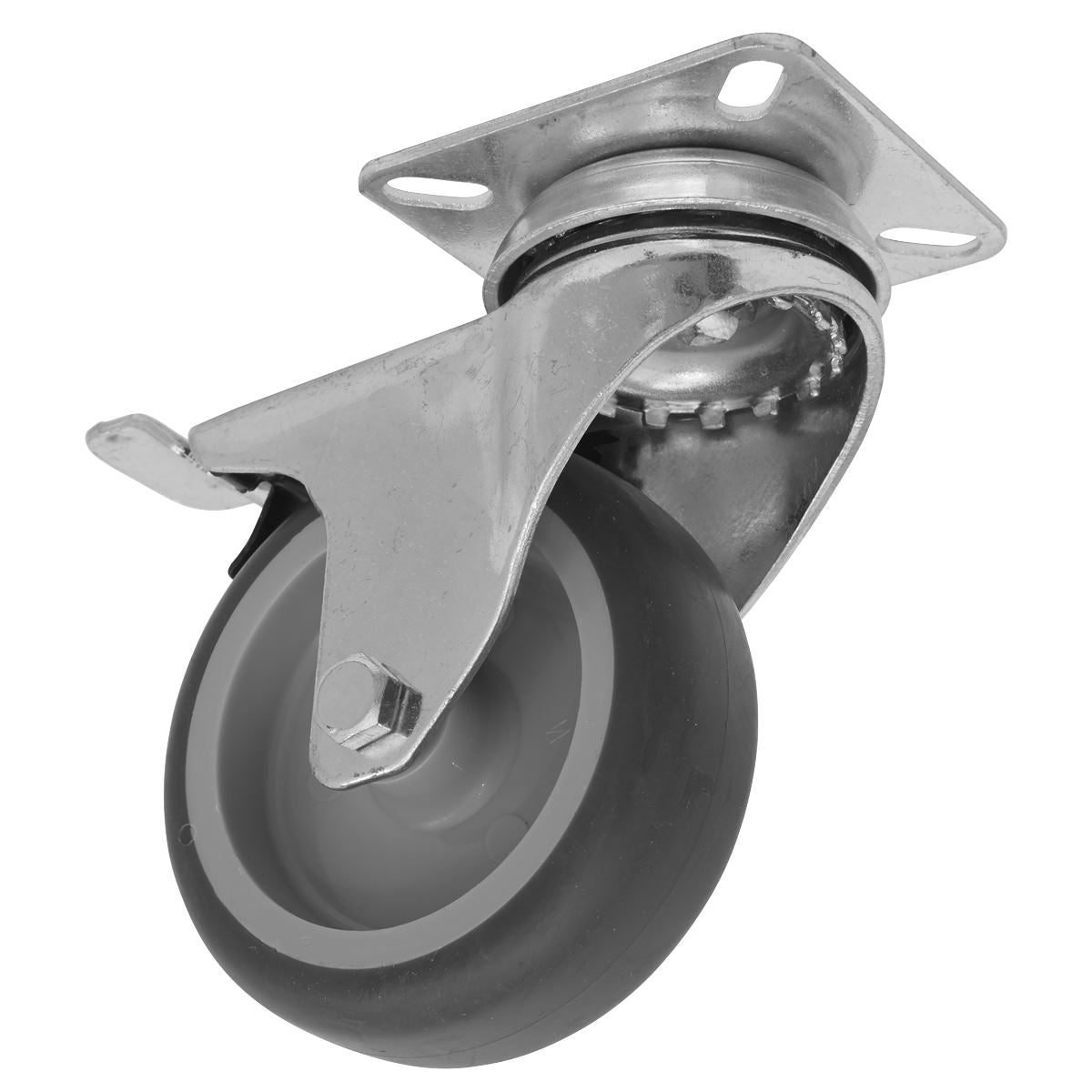 Sealey SCW275SPLEM Medium-Duty Thermoplastic Swivel Castor Wheel with Total Lock Ø75mm - Trade Sealey
