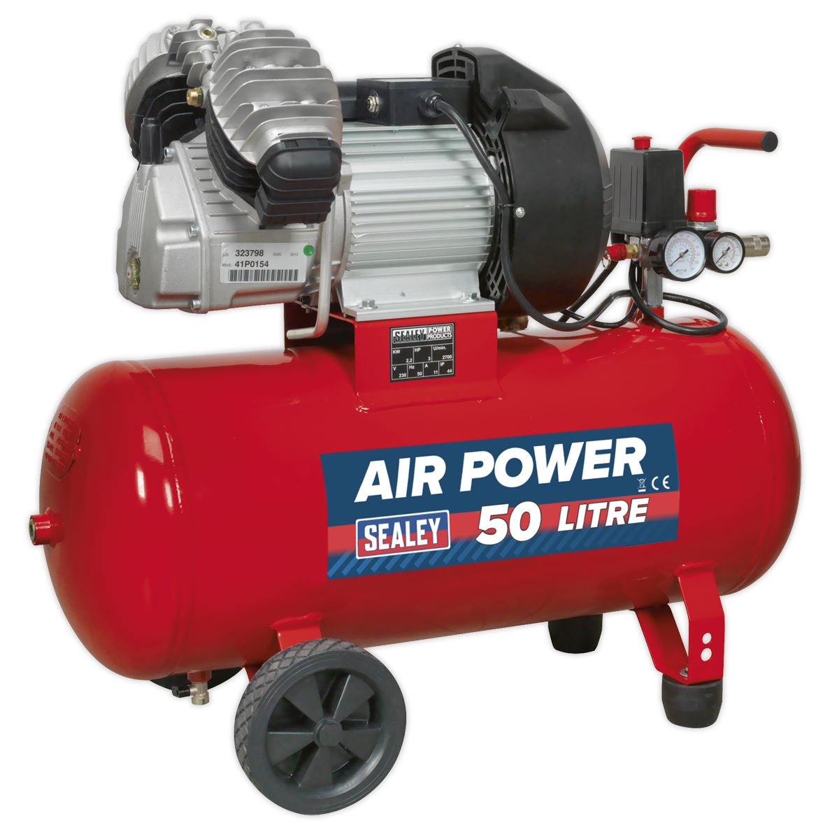 Sealey SAC05030 Air Compressor 50L V-Twin Direct Drive 3hp Sealey
