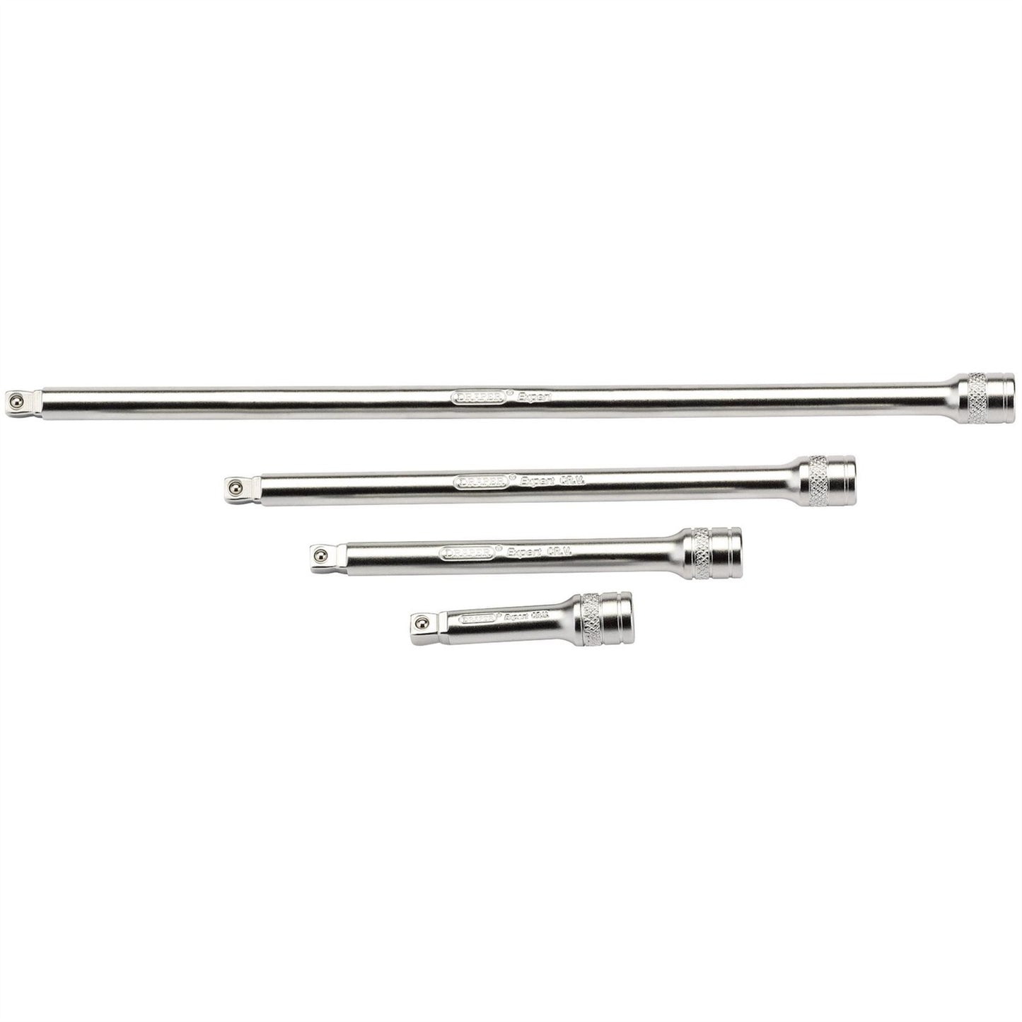 Draper 16766 Wobble Extension Bar Set 1/4" Sq. Dr. Micro Satin Chrome 4 Piece Draper