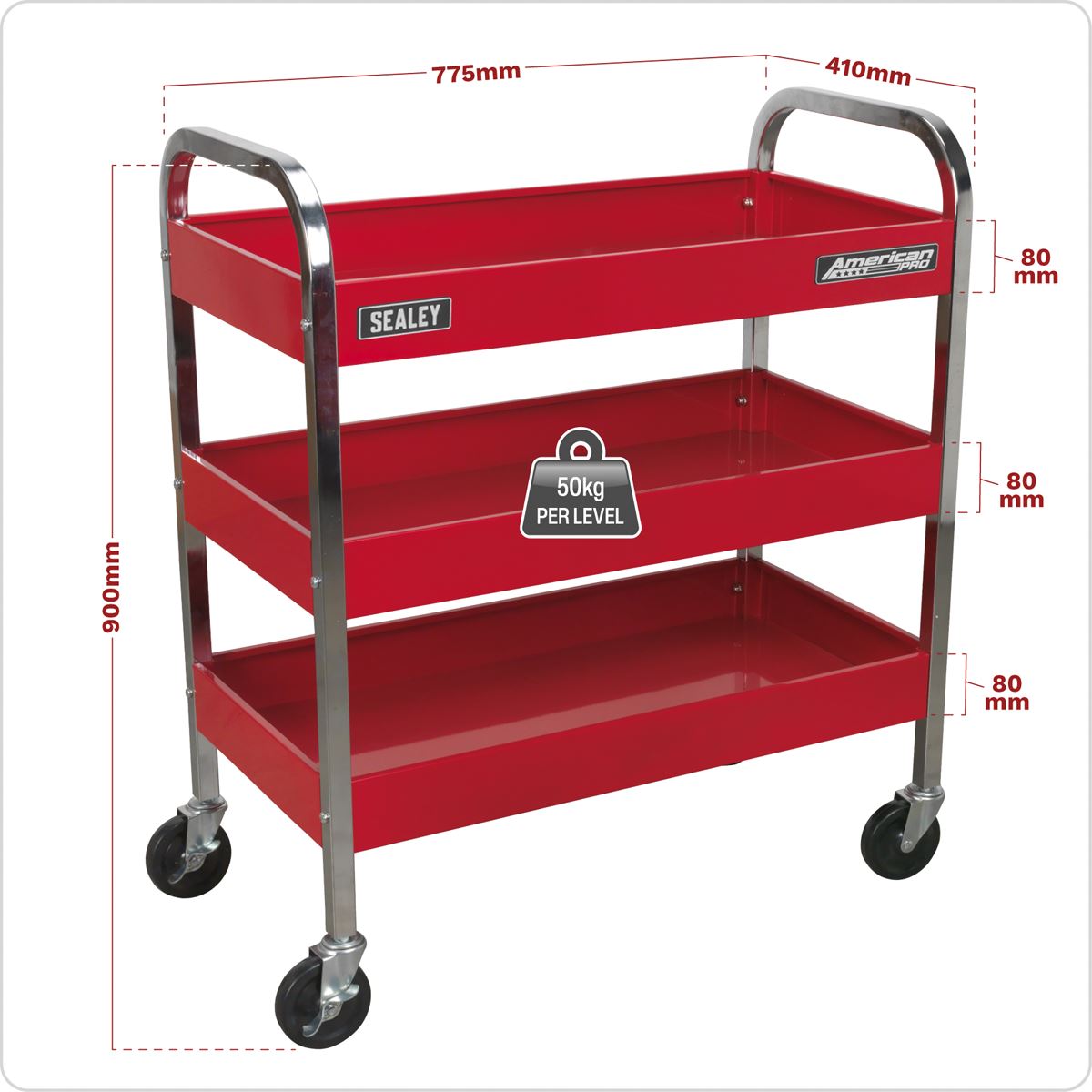 Sealey CX103 Trolley 3-Level Heavy-Duty Sealey