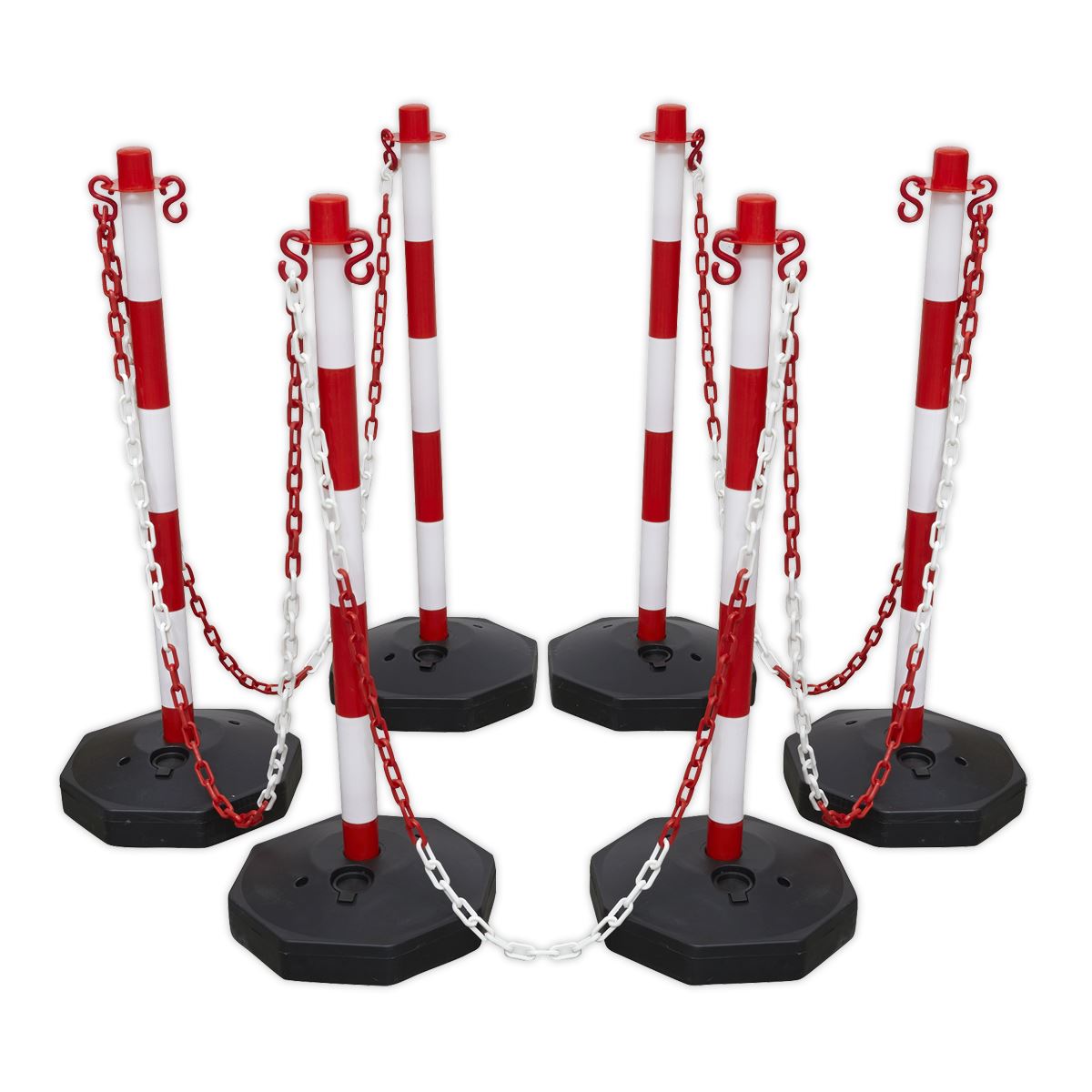Sealey RWSBKIT Red/White Post & Chain Kit 25m Sealey