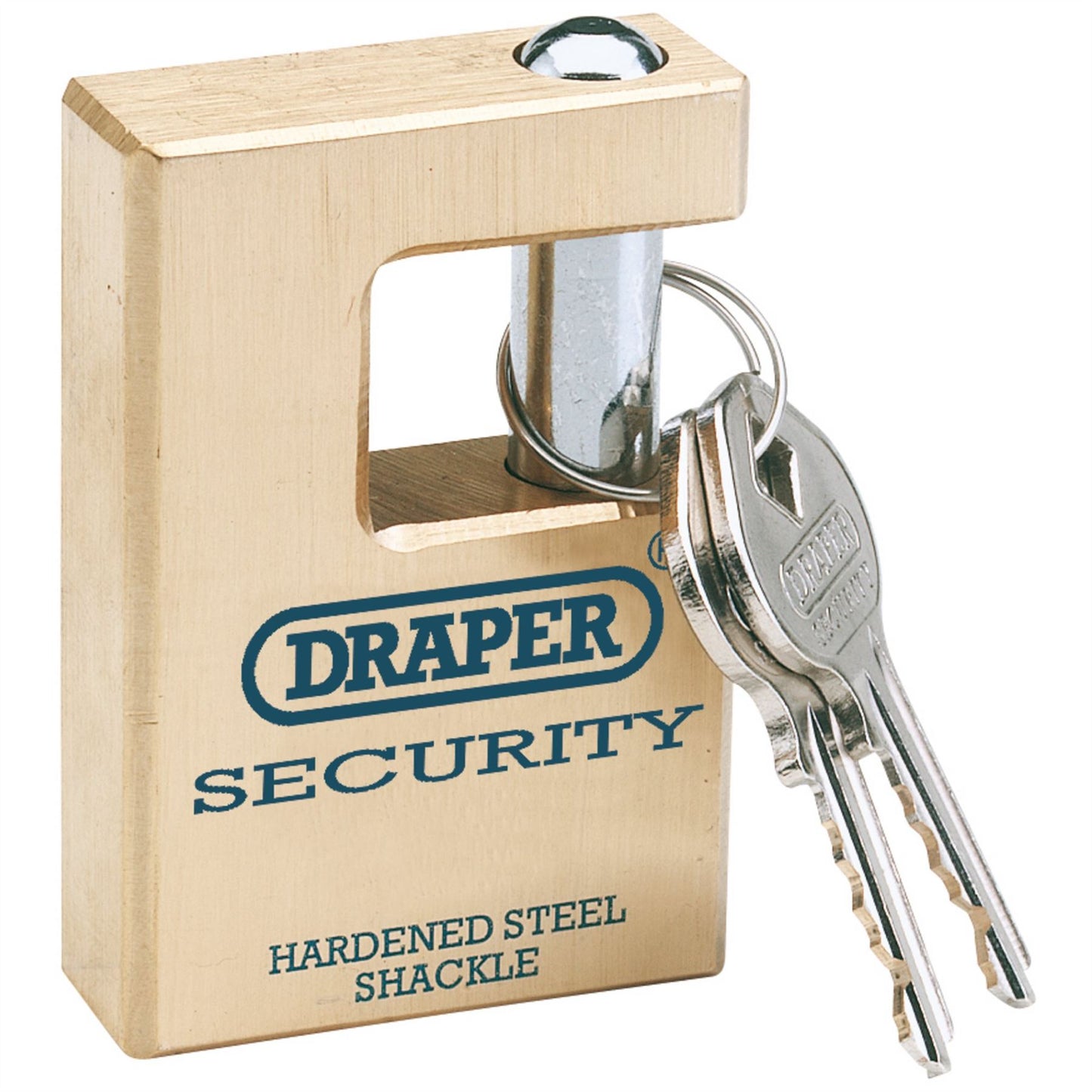 Draper 64201 Expert Close Shackle Solid Brass Padlock with Hardened Steel Shackle 2 Keys 63mm Draper