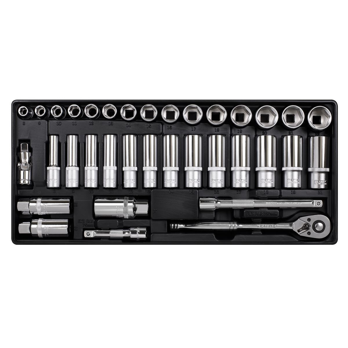 Sealey TBT20 Tool Tray with Socket Set 35pc 3/8"Sq Drive Sealey