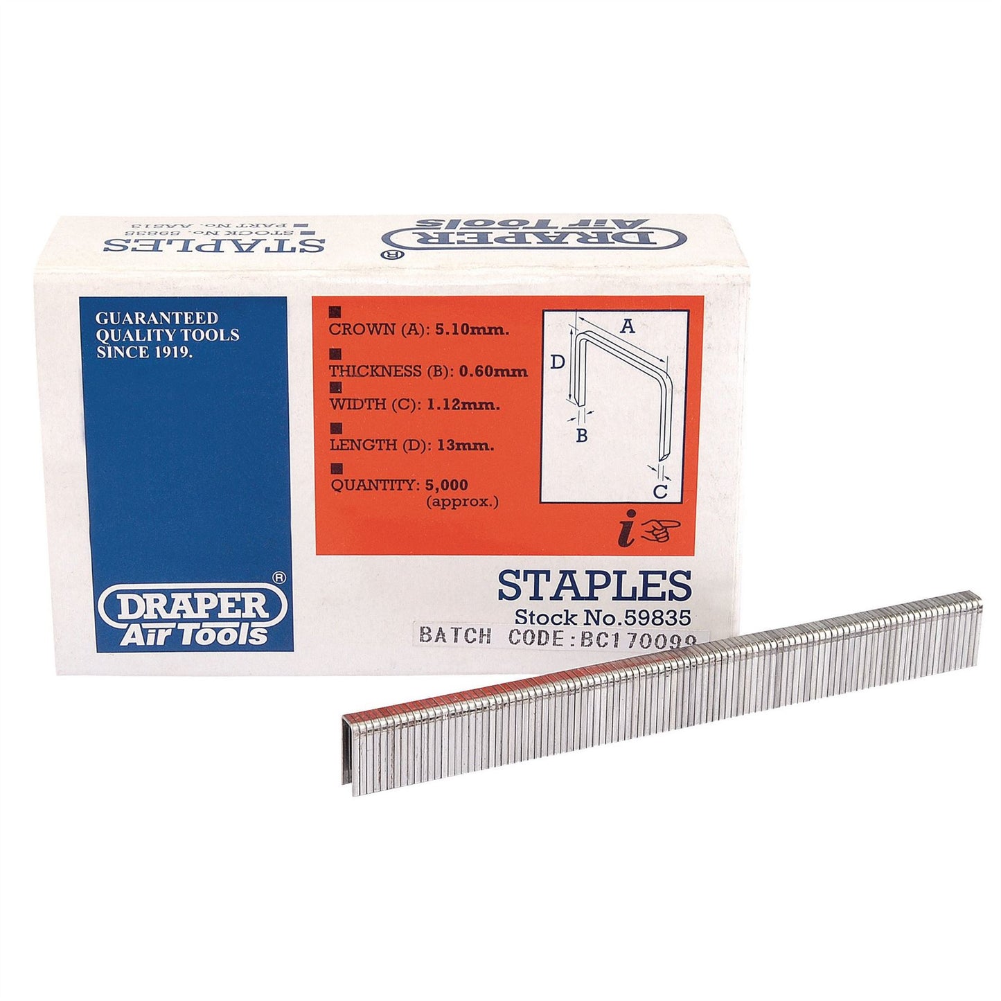 Draper 59835 Staples 13mm 5000 Draper