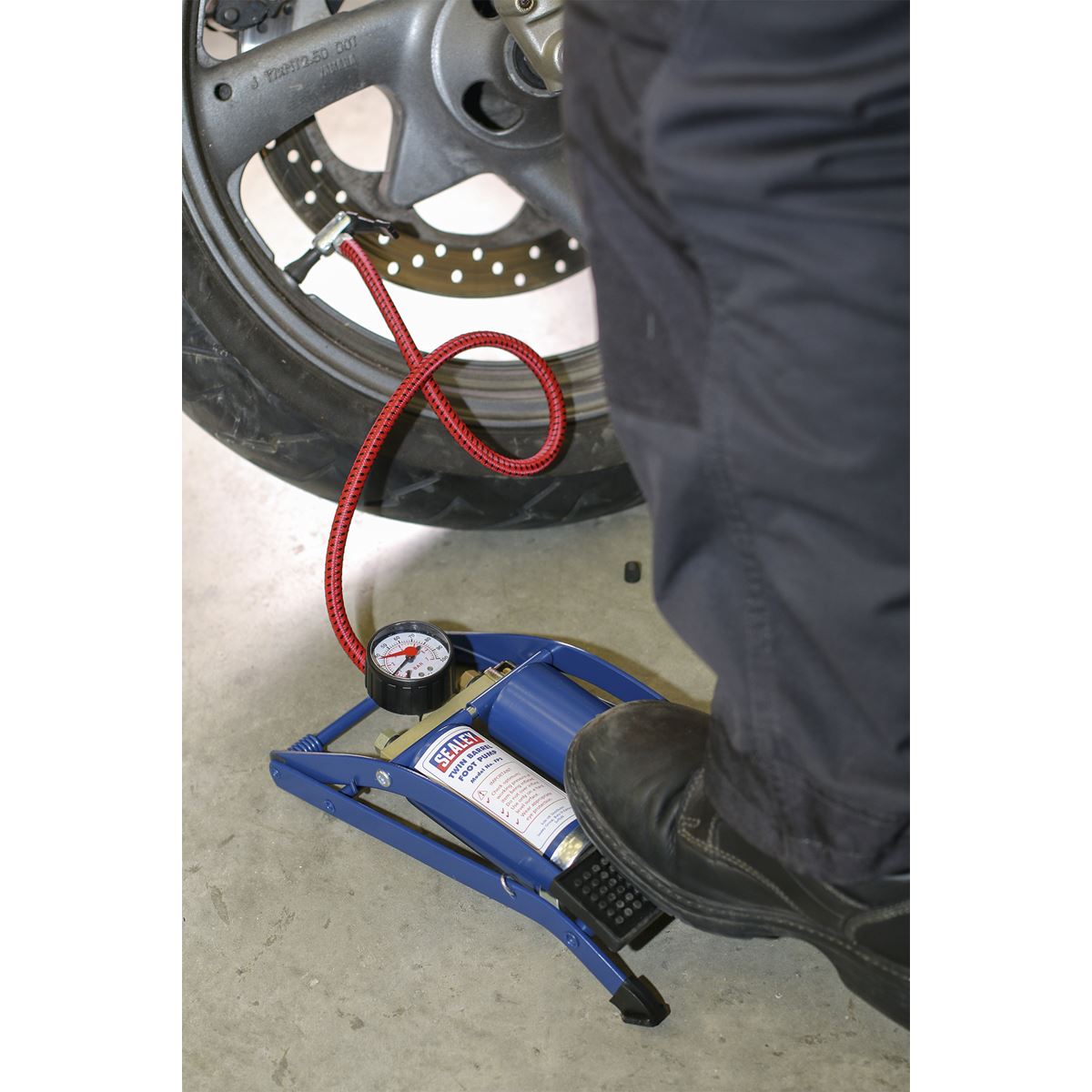 Sealey FP2 Foot Pump Twin Barrel Sealey